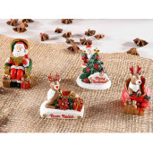 Set 4 figurine Craciun polirasina multicolora cm 4 x 4 x 6,5 H