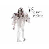 Figurina Halloween Fantoma alba cu leduri, muzica, miscare cm 90 H