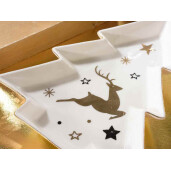 Set 3 platouri Craciun ceramica multicolora 19.5x22.5 cm, 14.5x16 cm, 10.5x12.5 cm