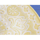 Tava decorativa lemn galben alb Ø 34,5 cm
