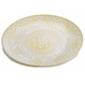 Tava decorativa lemn galben alb Ø 34,5 cm