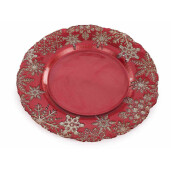 Set 2 platouri Craciun sticla rosie aurie Ø 33 cm