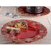 Set 2 platouri Craciun sticla rosie aurie Ø 33 cm
