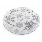Set 2 platouri Craciun sticla transparenta argintie Ø 32.5 cm