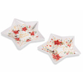 Set 2 platouri Craciun portelan multicolor cm 25 x 24 H