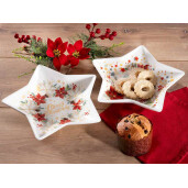 Set 2 platouri Craciun portelan multicolor cm 25 x 24 H
