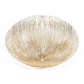 Set 2 farfurii sticla transparenta aurie 33 cm