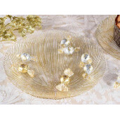 Set 2 farfurii sticla transparenta aurie 33 cm