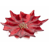 Set 2 platouri sticla aurie rosie 33 cm