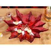 Set 2 platouri sticla aurie rosie 33 cm
