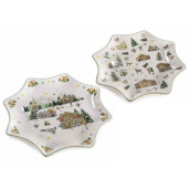 Set 2 platouri Craciun ceramica multicolora Ø 30 cm, Ø 25,5 cm