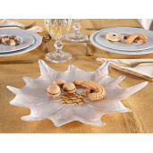 Set 2 platouri Craciun sticla alb perlat aurie Ø 33 cm