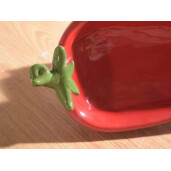 Set 2 platouri ceramica rosie verde Chili 27.5x12.5x6.5 cm, 17x8.5x4.5 cm