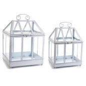 Set 2 mini sere metal alb 30x25.5x43 cm, 24.5x20.5x36.5 cm