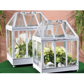 Set 2 mini sere metal alb 30x25.5x43 cm, 24.5x20.5x36.5 cm