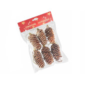 Set 6 ornamente conuri brad maro auriu 8 cm