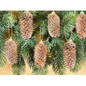 Set 6 ornamente conuri brad maro auriu 8 cm