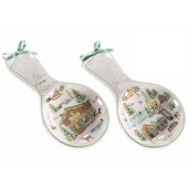 Set 2 suporturi linguri Craciun Village ceramica multicolora cm 11,5 x 24,5 H