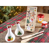 Set 2 suporturi linguri ceramica multicolora Craciun cm 8,5 x 24 H