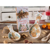 Set 2 suporturi linguri Craciun ceramica multicolora cm 11,5 x 24,5 H