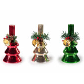 Set 3 sfesnice Craciun sticla multicolora 8.5x16.5 cm
