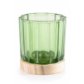 Set 4 candele sticla lemn 8.5x10 cm