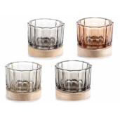 Set 4 candele sticla lemn 9x7.5 cm