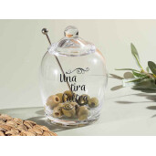 Borcan depozitare cu lingurita Ø 10 cm x 14 H, 13,5 H