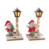 Set 2 decoratiuni cu led Craciun lemn multicolor 10.5x9x18.5 cm