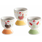 Set 3 suporturi oua Paste ceramica multicolora Ø 5,5 cm x 6 H