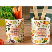 Set 4 borcane ceramica multicolora 10.5x13.5 cm