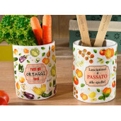 Borcan decorativ, depozitare ceramica multicolora Ø 10,5 cm x 13,5 H