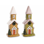 Set 2 candele Casute Craciun teracota multicolora cm 10,5 x 8,5 x 23,5 H