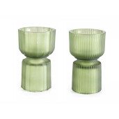 Set 4 candele sticla verde 10.5x17.5 cm