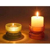 Set 8 candele sticla 9x7 cm