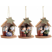Set 6 ornamente brad Nasterea Domnului 10.5x4.5x13 cm
