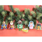 Set 6 ornamente brad Figurine Religioase polirasina multicolora 6x8 cm