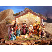 Figurina religioasa polirasina multicolora cu led 20x7.5x15 cm
