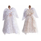 Set 2 figurine, varf brad Ingeri textil cm 24 x 10 x 36 H
