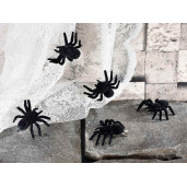 Set 5 Paianjeni Halloween catifea neagra cu clips cm 6 x 5 x 2 H