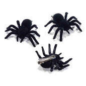 Set 5 Paianjeni Halloween catifea neagra cu clips cm 6 x 5 x 2 H