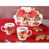 Set 8 cani Craciun portelan multicolor 5.5x6 cm, 80 ml
