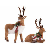Set 2 figurine Reni fibre naturale multicolore 40.5x18x64 cm, 39.5x23x45 cm