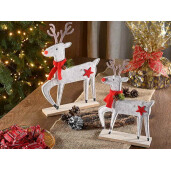 Set 2 figurine Reni textil lemn multicolor 21 x 5 x 31 H, 16 x 5 x 24 H