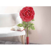 Trandafir artificial rosu verde 40x113 cm