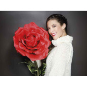 Trandafir artificial rosu verde 40x113 cm