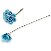 Buchet 10 Trandafiri hartie albastra Ø 1,5 cm x 10 H