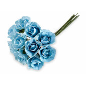 Buchet 10 Trandafiri hartie albastra Ø 1,5 cm x 10 H