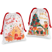 Set 2 saculeti Craciun textil multicolor cm19,5x25H