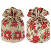 Set 6 saculeti Craciun textil multicolor Ø23cmx30H